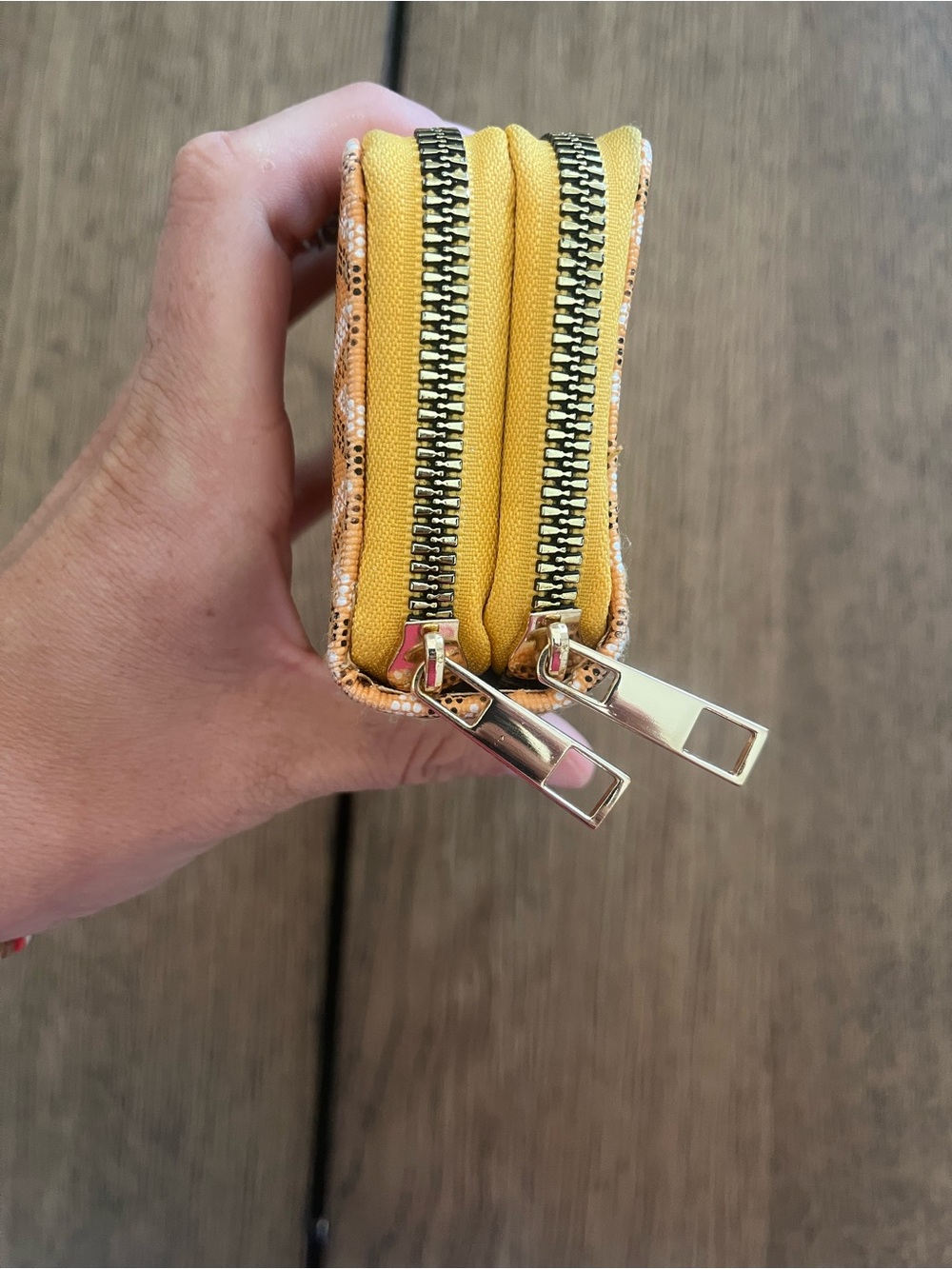 Compact Yellow Patterned Zip Wallet - Picture 2 of 3
